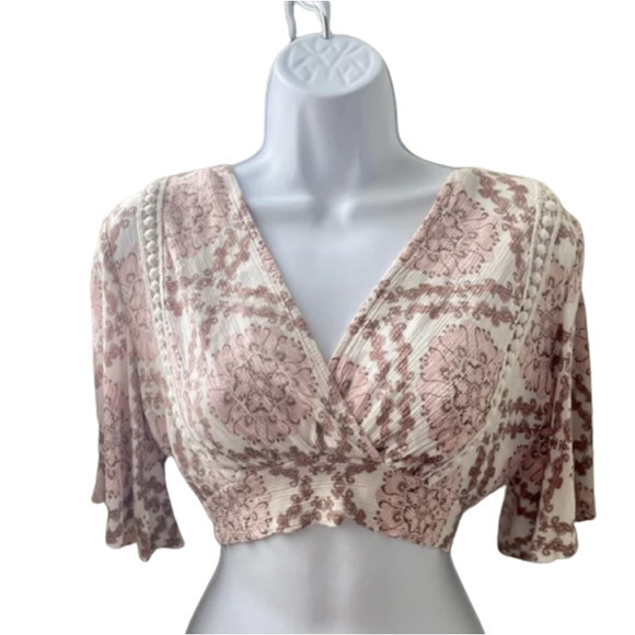 NWT Charlotte Russe XL Wrap Top Coverup Beach Swim Crop Top Boho - Picture 2 of 14